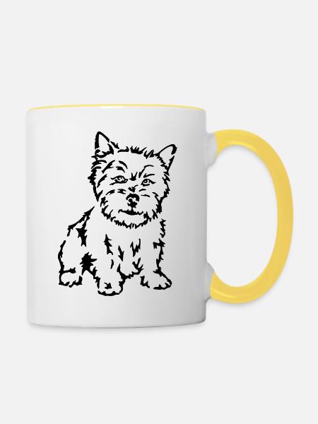 Terrier - Tasse zweifarbig - Weiß/Gelb