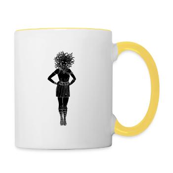 Schwarzer Gorgon 3 - Tasse zweifarbig - Weiß/Gelb - Rechts