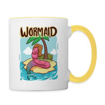 Wormaid - The worm who became a mermaid - Contrasting Mug - white/yellow - Right