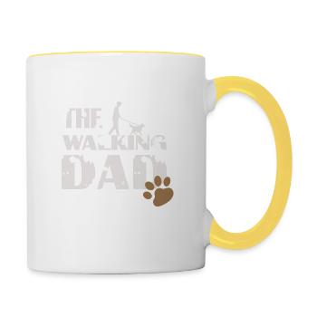 THE WALKING DAD. Dog walking. gift - Contrasting Mug - white/yellow - Right