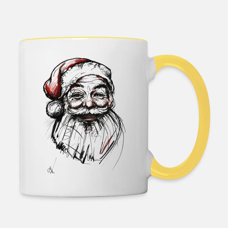 Weihnachtsmann - Tasse zweifarbig - Weiß/Gelb