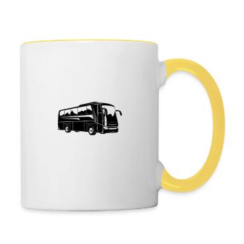Busfahrer Bus Berufskraftfahrer Schulbus Reisebus - Tasse zweifarbig - Weiß/Gelb - Rechts