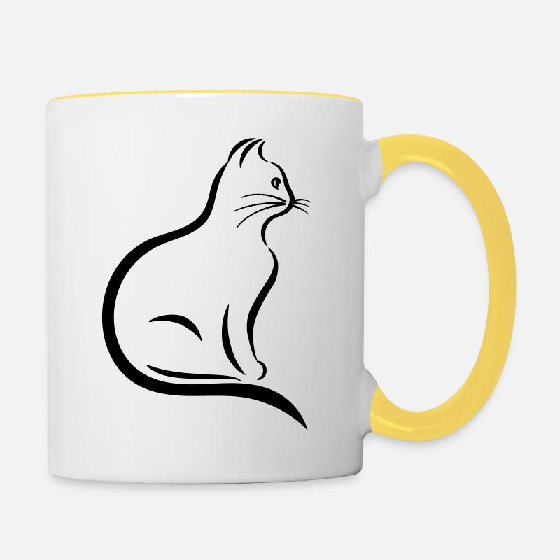 Chat - Mug contrasté - blanc/jaune