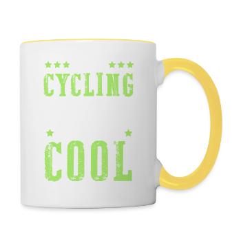 Fahrrad Radfahren cool - Tasse zweifarbig - Weiß/Gelb - Rechts
