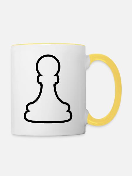 Weiße Bauer Figur - Tasse zweifarbig - Weiß/Gelb