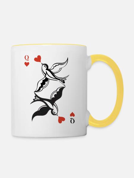 Turteltauben - Tasse zweifarbig - Weiß/Gelb