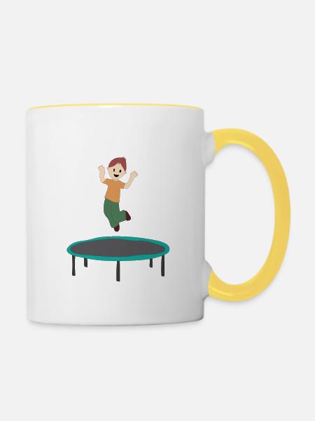 Trampolin - Tasse zweifarbig - Weiß/Gelb