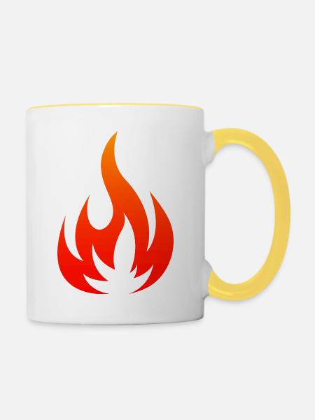 Flamme - Tasse zweifarbig - Weiß/Gelb
