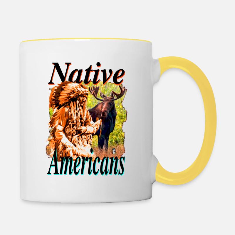 Native Americans 4 - Contrasting Mug - white/yellow
