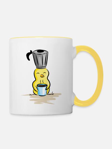 Kaffeeliebe - Tasse zweifarbig - Weiß/Gelb