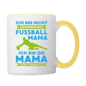Fußball mama torwarts Sport Trainer - Tasse zweifarbig - Weiß/Gelb - Rechts
