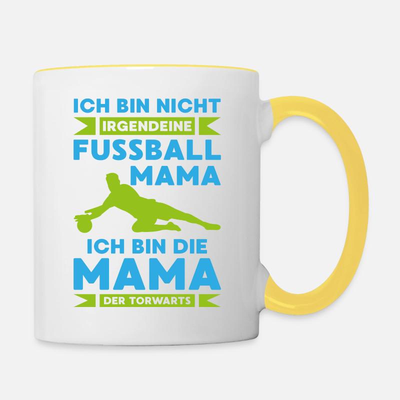 Fußball mama torwarts Sport Trainer - Tasse zweifarbig - Weiß/Gelb