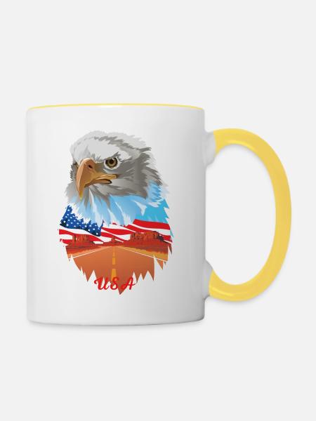 Kraft 2 - Tasse zweifarbig - Weiß/Gelb