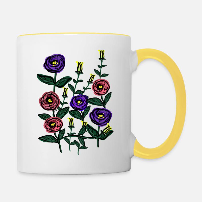 Fleur de Lisianthus - Mug contrasté - blanc/jaune