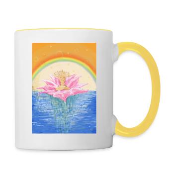 Lotos Chakren Meditation - Tasse zweifarbig - Weiß/Gelb - Rechts