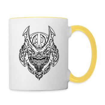 samouraï - Mug contrasté - blanc/jaune - Droite