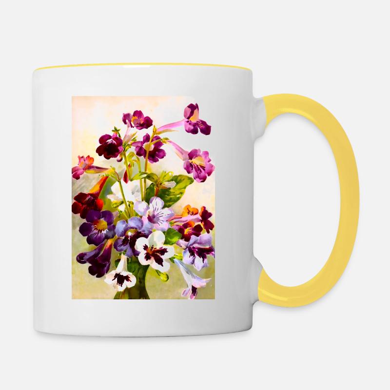 Violettes - Mug contrasté - blanc/jaune