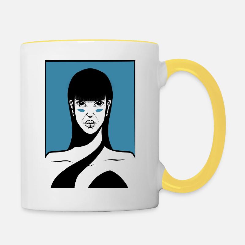 Beauté guerrière - Mug contrasté - blanc/jaune