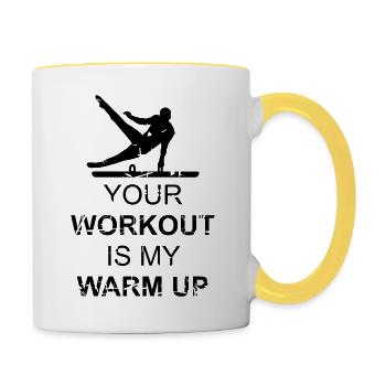 Turnen, Turner - Gymnastics - Tasse zweifarbig - Weiß/Gelb - Rechts