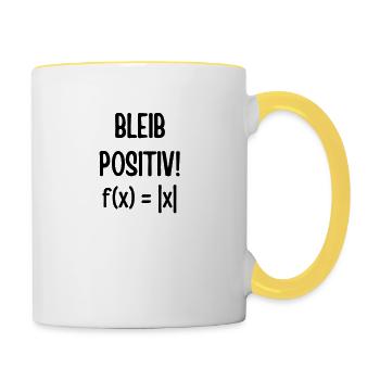 Mathe Formel Physik bleib positiv geschenk lustig - Tasse zweifarbig - Weiß/Gelb - Rechts
