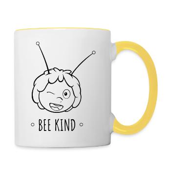 Biene Maja Bee Kind Spruch - Tasse zweifarbig - Weiß/Gelb - Rechts