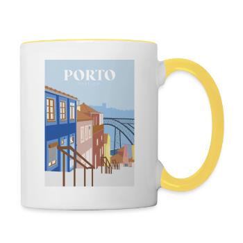 PORTO - Mug contrasté - blanc/jaune - Droite