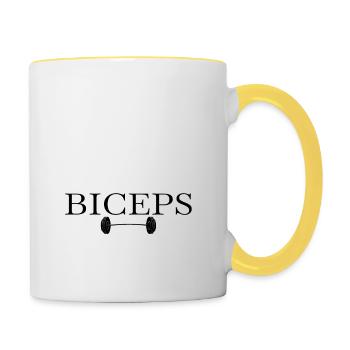 power couple sport motivational girl funny gym - Tasse zweifarbig - Weiß/Gelb - Rechts