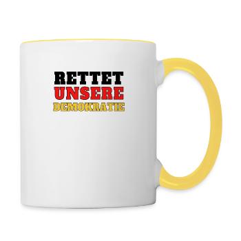 Demokratie Freiheit Grundrechte wahl politik - Tasse zweifarbig - Weiß/Gelb - Rechts