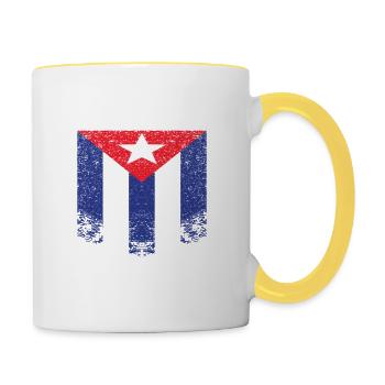 Vintage Free Cuba - Cuba Flag - Mug contrasté - blanc/jaune - Droite