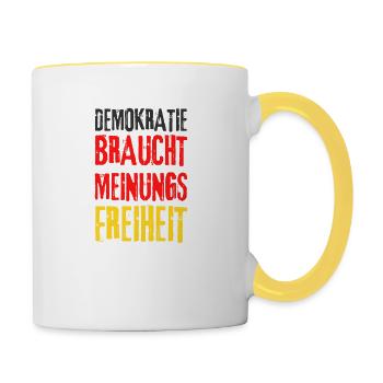 Politik Grundrechte Freiheit wählen Zensur demo - Tasse zweifarbig - Weiß/Gelb - Rechts