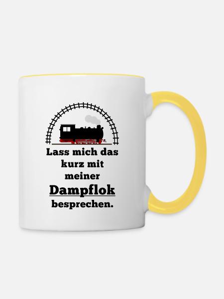 Eisenbahn Spruch Dampflok Partner - Tasse zweifarbig - Weiß/Gelb