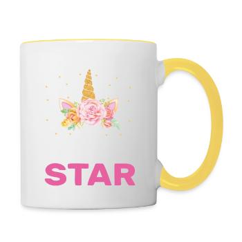 J'ai 10 Ans Aujourd'hui C'est Moi La Star Cadeau - Mug contrasté - blanc/jaune - Droite