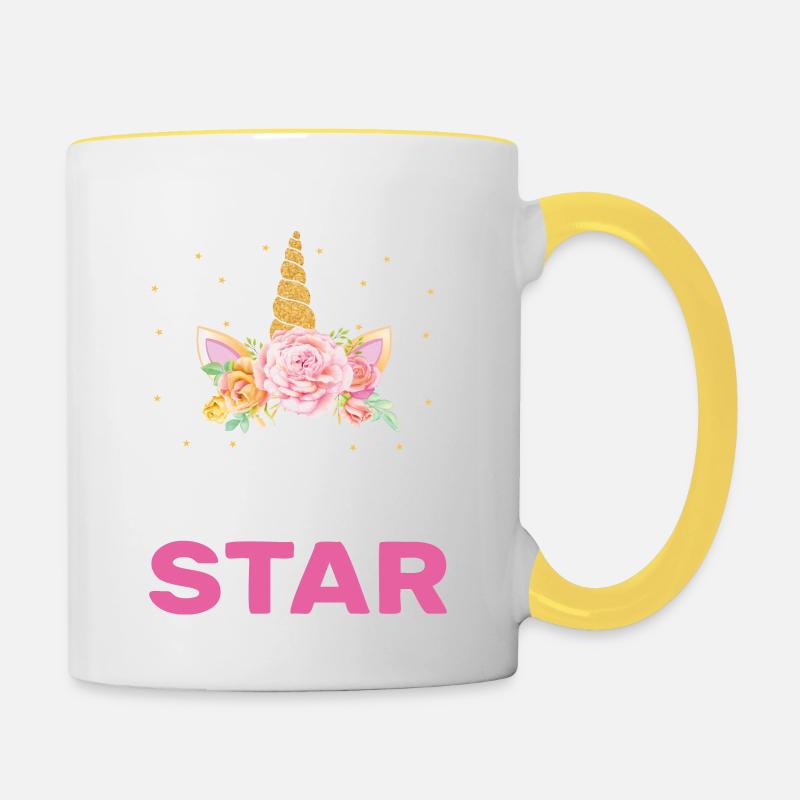 J'ai 10 Ans Aujourd'hui C'est Moi La Star Cadeau - Mug contrasté - blanc/jaune