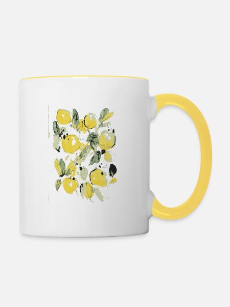 Mirabellen Früchte - Tasse zweifarbig - Weiß/Gelb