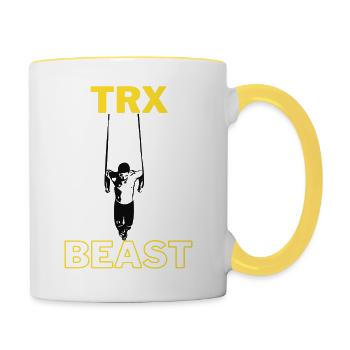 TRX Sport Gift Gift Idea Entraînement Entraînement - Mug contrasté - blanc/jaune - Droite
