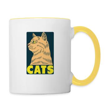 Chats Parce que les gens sucent - Cat Lovers Humour - Mug contrasté - blanc/jaune - Droite