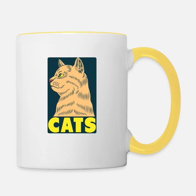 Chats Parce que les gens sucent - Cat Lovers Humour - Mug contrasté - blanc/jaune