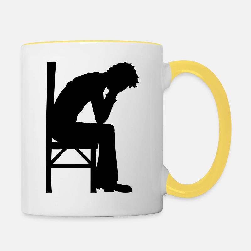 Conception sédentaire à la dépression - Mug contrasté - blanc/jaune