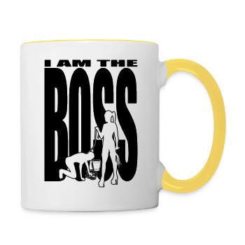 Domina Herrin Boss - Tasse zweifarbig - Weiß/Gelb - Rechts