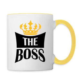 Couronner le patron - Mug contrasté - blanc/jaune - Droite
