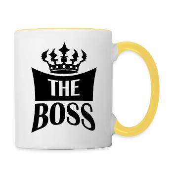La couronne du patron - Mug contrasté - blanc/jaune - Droite