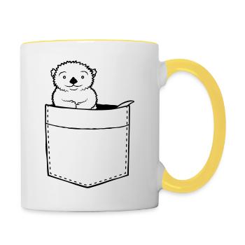 Hemdtasche Otter Design - Tasse zweifarbig - Weiß/Gelb - Rechts