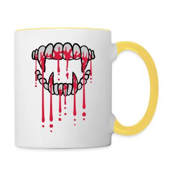 Blood drops vampire - Contrasting Mug - white/yellow - Right
