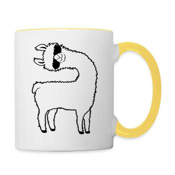Drôles de lunettes de soleil Lama - Mug contrasté - blanc/jaune - Droite