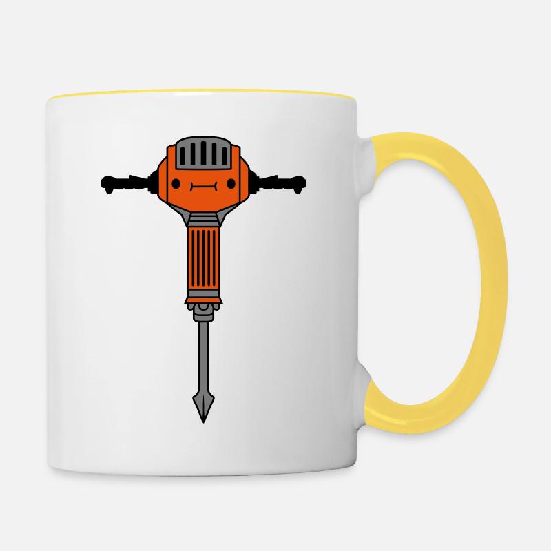 Marteau-piqueur mignon pour le visage - Mug contrasté - blanc/jaune