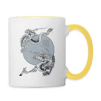 Dragon japonais - Mug contrasté - blanc/jaune - Droite