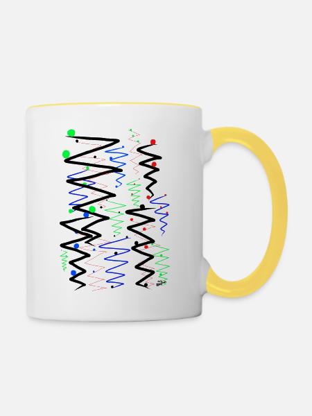 Bunte Reiseziele. - Tasse zweifarbig - Weiß/Gelb