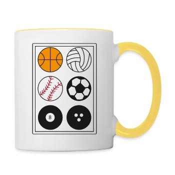 6 verschiedene Arten von Bällen - Tasse zweifarbig - Weiß/Gelb - Rechts
