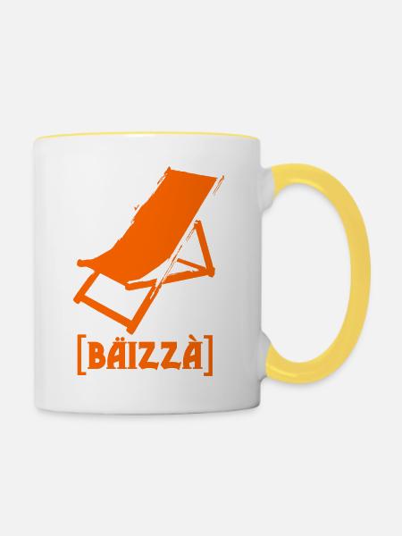 Bäizaa - Lautschrift - Tasse zweifarbig - Weiß/Gelb