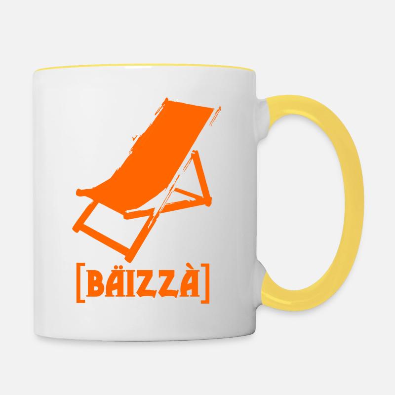 Bäizaa - Lautschrift - Tasse zweifarbig - Weiß/Gelb
